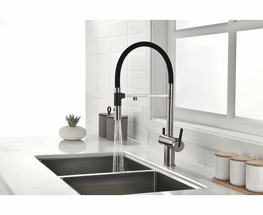 Смеситель для кухни Paulmark Gravity Gr213888-BS нержавеющая сталь