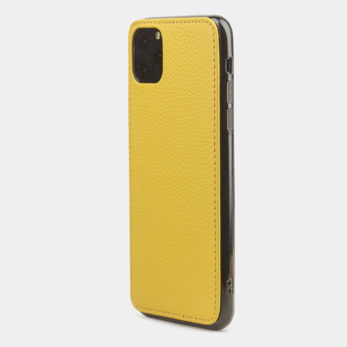 Чехол-накладка для iPhone 11 Pro Max из натуральной кожи теленка, желтого цвета