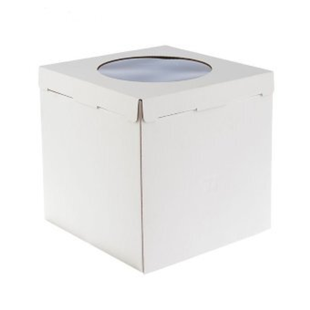 Коробка для торта с круглым окном плотная 30х30х30 см