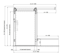 Дверь откатная для холодильной камеры ПРОФХОЛОД ОД ПХ 1200 2200 120 (1200x2200 мм, панель 120 мм)