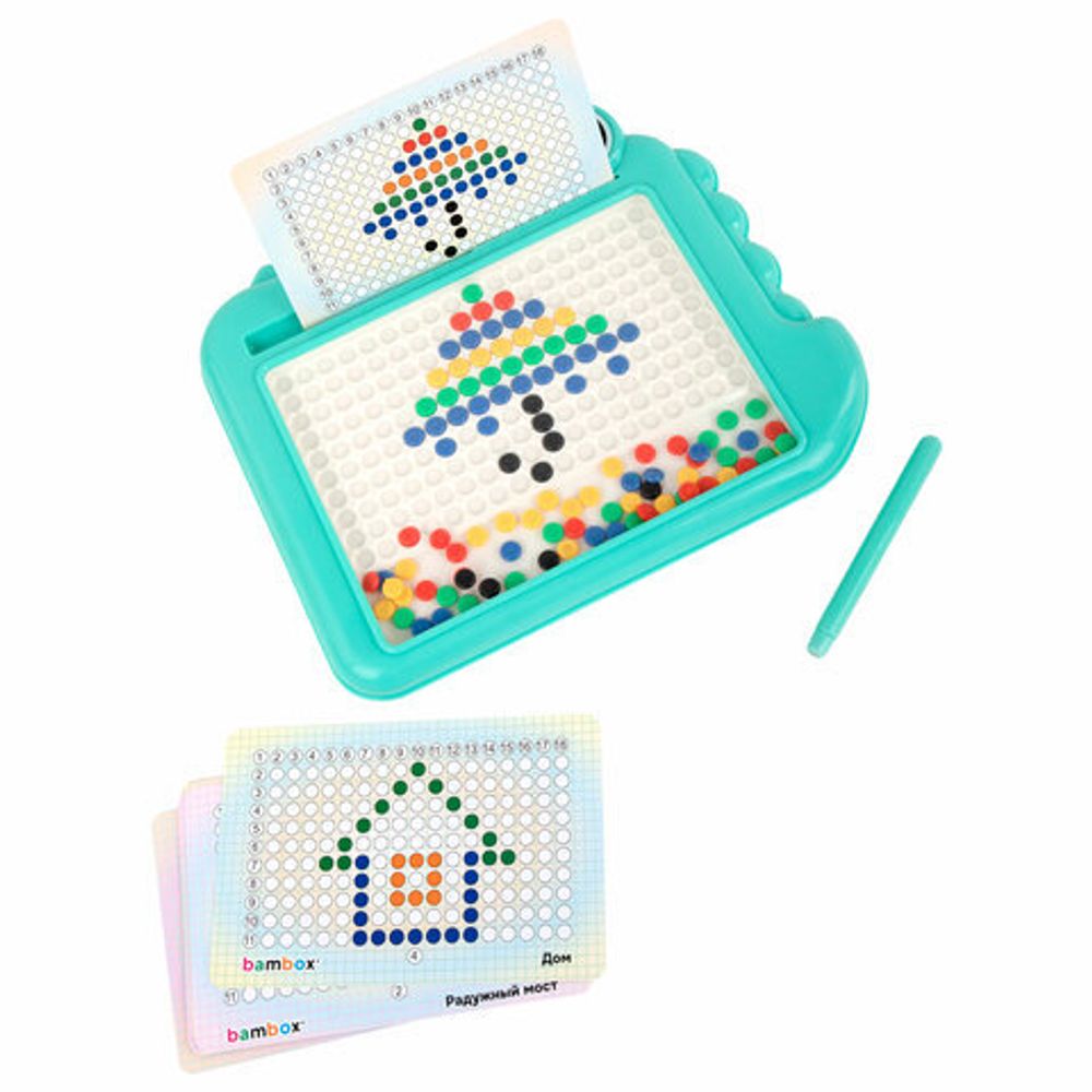 Мозаика магнитная развивающая для детей "Крокодил", стилус, 101 магнит, 10 карточек, BAMBOX, 665890