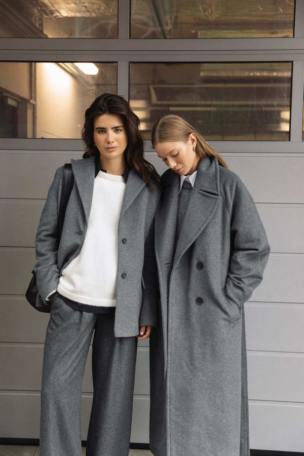 Пальто укороченное из смесовой шерсти «Графит» женское