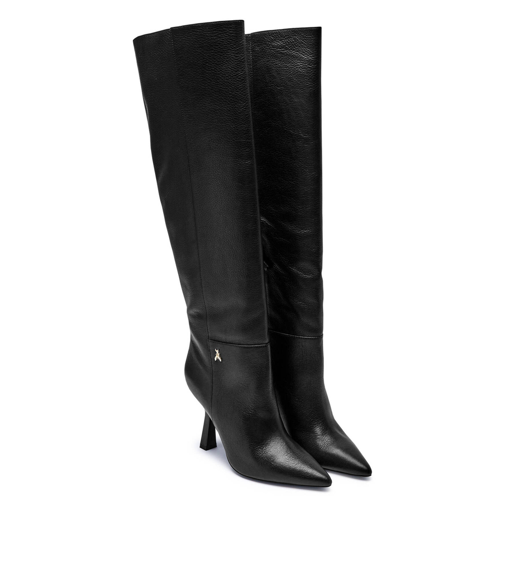 Кожаные сапоги казаки на шпильке STIVALI Patrizia Pepe - черный(8Y0090 L034)