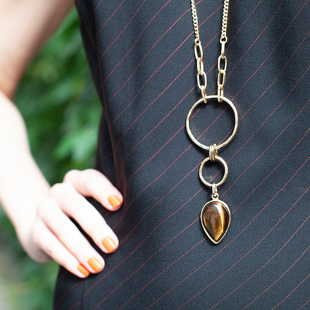 Колье Fiore Luna TIGER EYE LN3171-6 BR/G