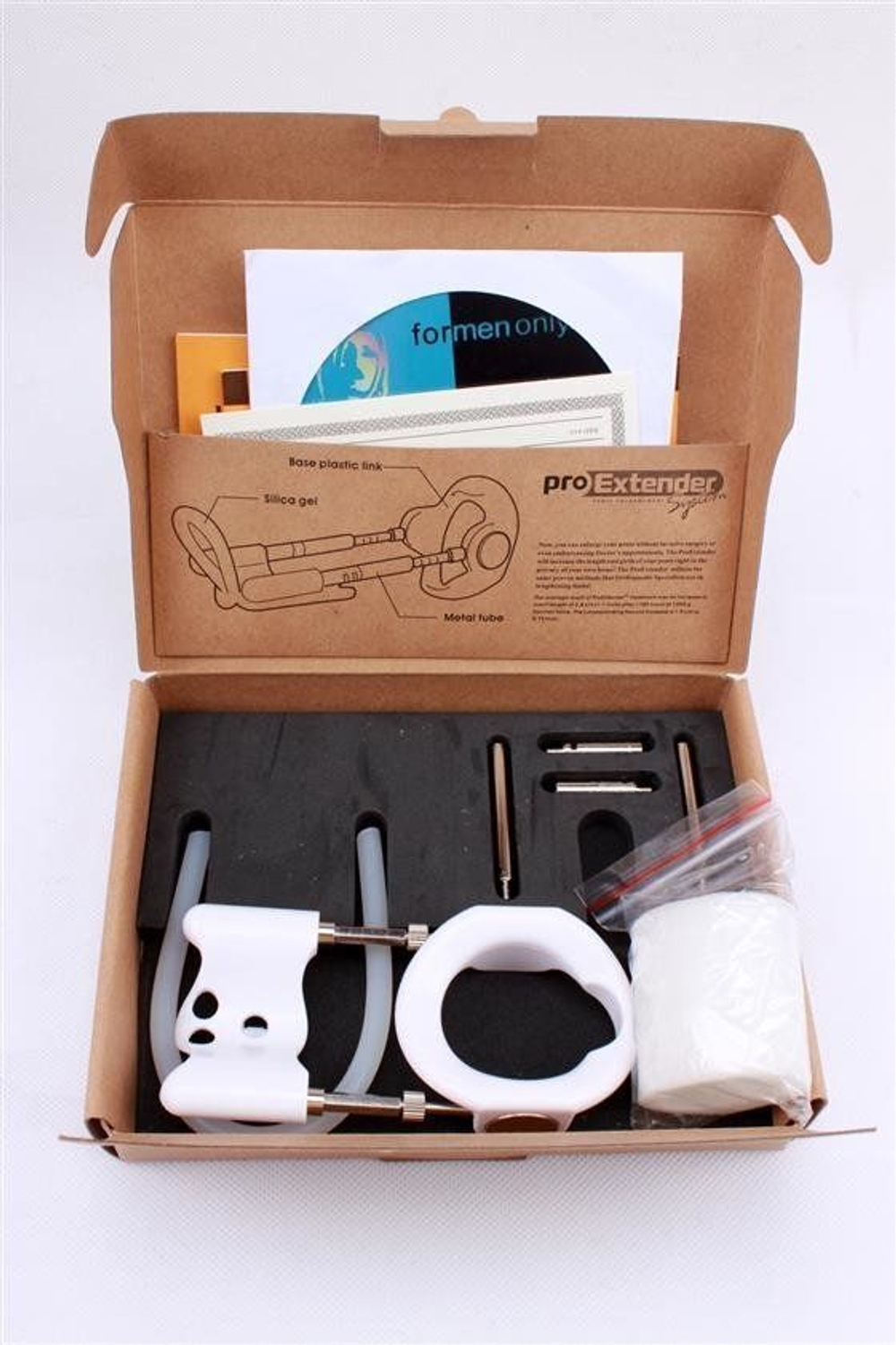 Экстендер для увеличения пениса Open Wide Restraints (Цвет: белый с серебристым)