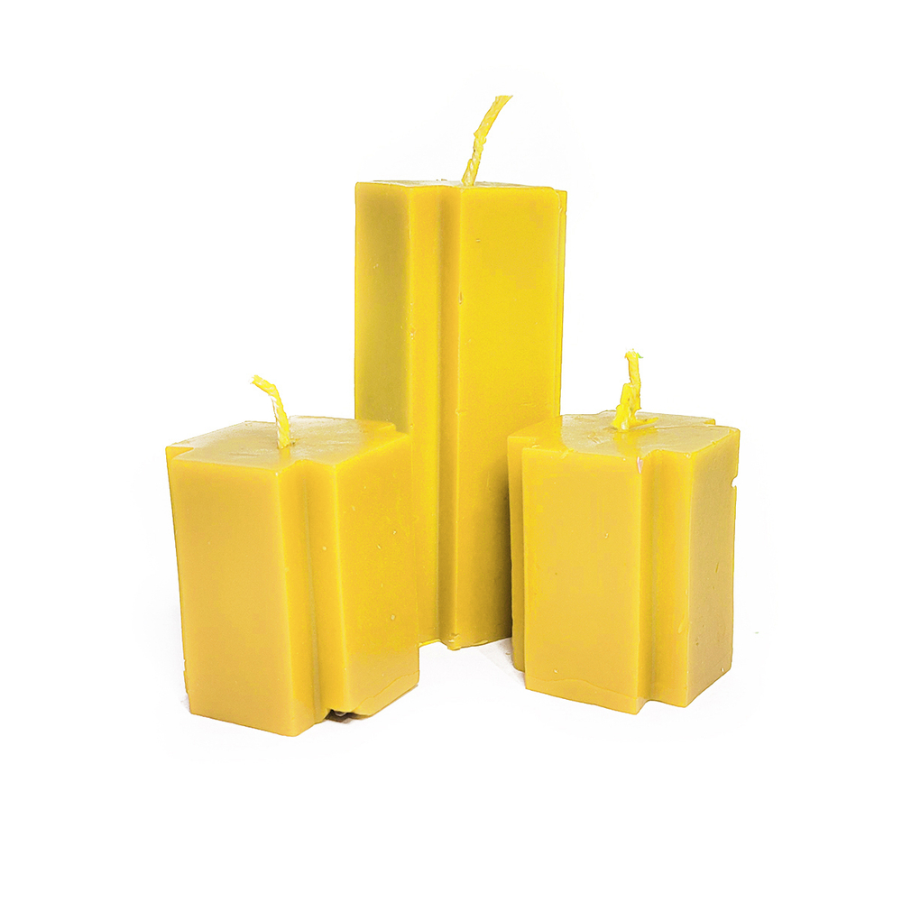 Свечи крест желтые / пчелиный воск / 95х37 мм и 47х37 мм