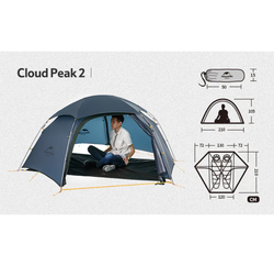 Палатка Naturehike Cloud Peak 15D Si 2-местная, алюминиевый каркас, темно-синяя