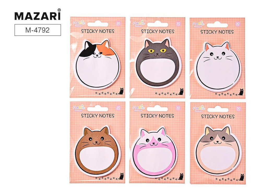 Блок для записи "КОТИКИ"с липким слоем 30л,в ассорт(Mazari)