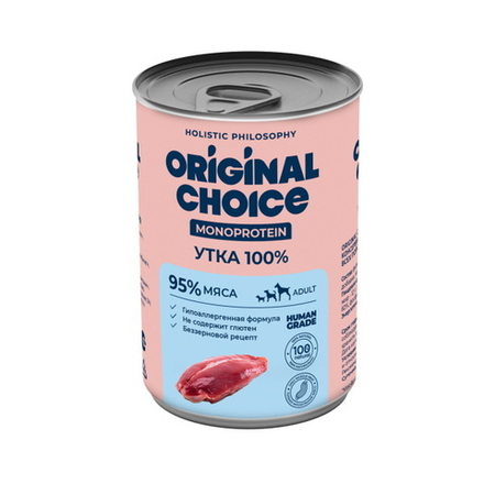 Консервы ORIGINAL CHOICE MONOPROTEIN ADULT для собак всех пород утка 340 г