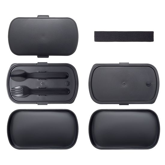 Ланч-бокс с приборами food time, 1 л, черный