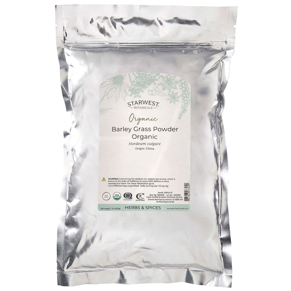 Starwest Botanicals, Порошок из ячменя, органический, 453,6 г (1 фунт)