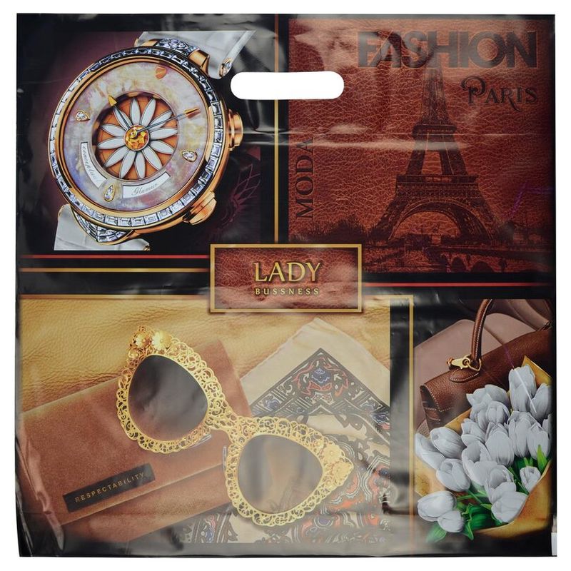 Пакет прорубная ручка Россия 44*44 см 70 мкм ПВД Бизнес леди 1 шт/уп 500 шт/кор