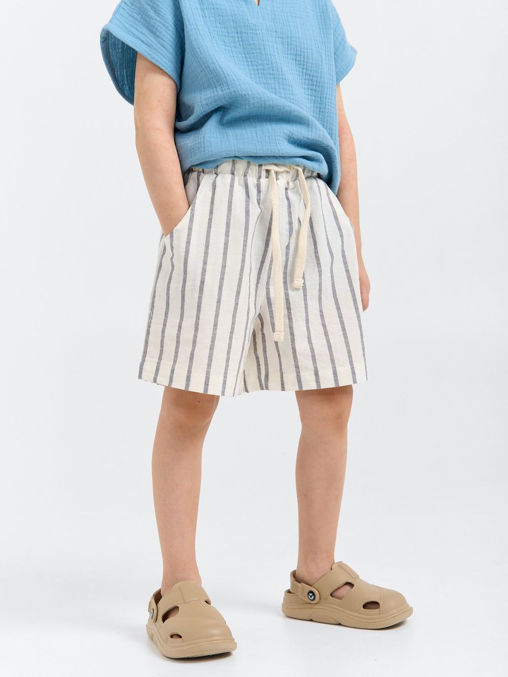 Шорты хлопковые "Полоска Уголь"