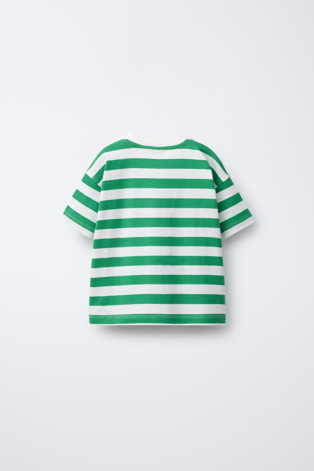 ZARA ФУТБОЛКА С ПРИНТОМ В ПОЛОСКУ, ЗЕЛЕНЫЙ