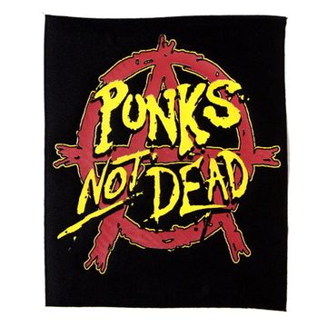 Нашивка спиновая Punks Not Dead желтая надпись на Анархии (127)