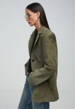 Жакет из натуральной замши, Зеленый