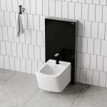 Инсталляция для биде со смесителем WasserKraft Naab 86BDT.050.BL.SQ8506 черная панель/смеситель белый Soft-touch