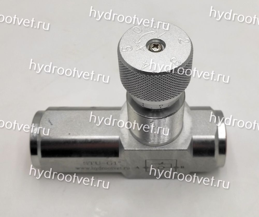 STU-G1-1111-1 - Дроссель трубного монтажа c рукояткой, G1", с обратным клапаном