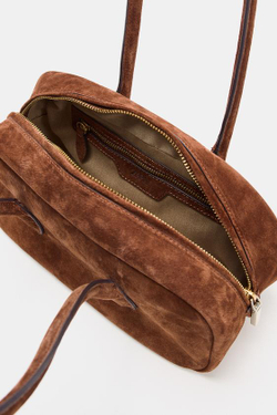 ZARA КОЖАНАЯ СУМКА С ПЛЕЧЕВЫМ РЕМНЕМ, ЧЕРЕПИЧНЫЙ