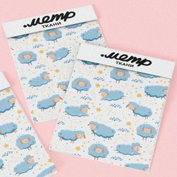 Ткань шелк Армани голубые овечки