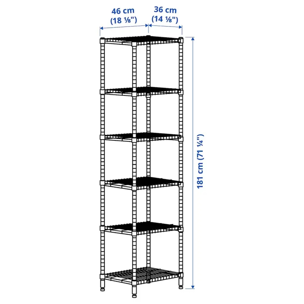 Стеллаж для бутылок - IKEA OMAR, 46х36х181 см, оцинкованная сталь, ОМАР ИКЕА