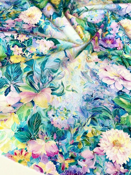 ЦВЕТОЧНЫЙ ПРИНТ, ГЕОРГИНЫ - 100% хлопок 4