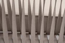 "Касабланка" диван 2-местный плетеный из роупа, каркас алюминий белый муар, роуп бежевый 20мм, ткань бежевая 15052