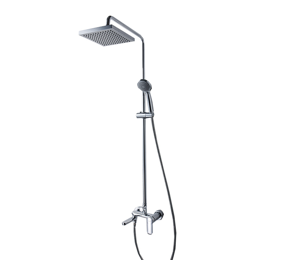 Душевая колонна со смесителем для ванны, поворотный излив (верхний душ квадратной формы)