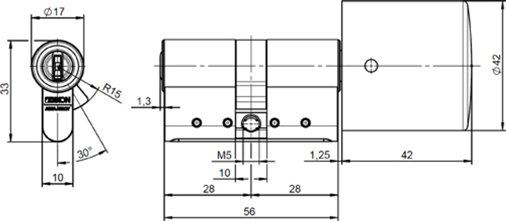 Профильный цилиндр с поворотной ручкой eCLIQ N534,KNF=7