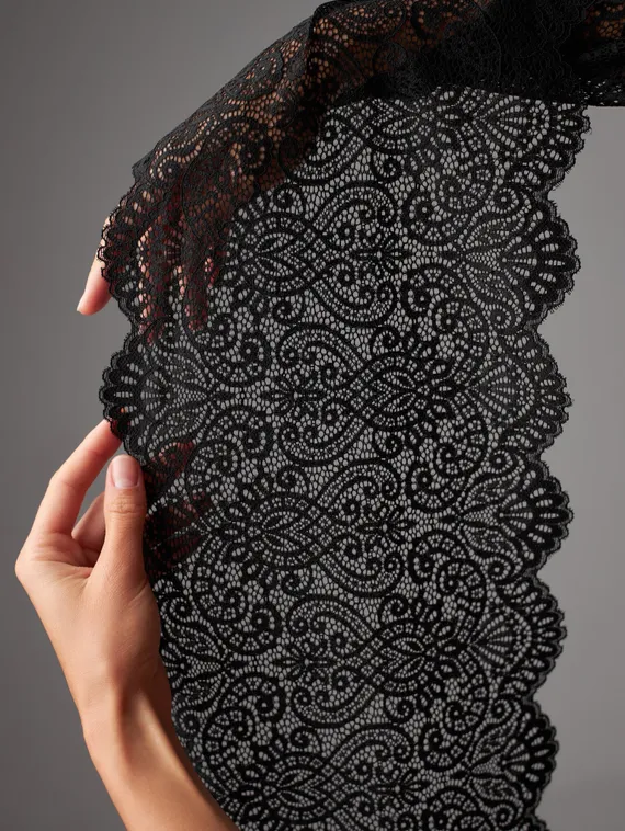 03-251 Кружево эластичное 22 см, черный