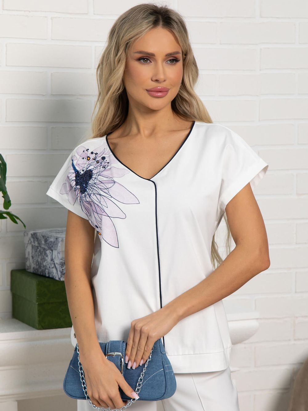 Блуза Капли росы (бело-розовая) Б15563-18М LT Collection