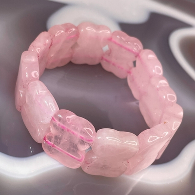 51816  Розовый кварц Браслет сегмент бабочка 21*17мм