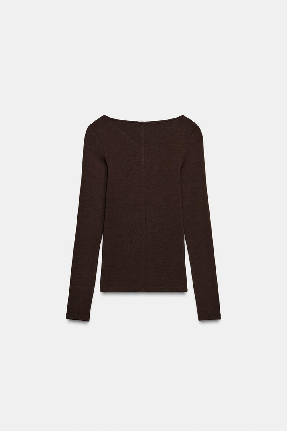 ZARA ФУТБОЛКА С V-ОБРАЗНЫМ ВЫРЕЗОМ, КОРИЧНЕВЫЙ