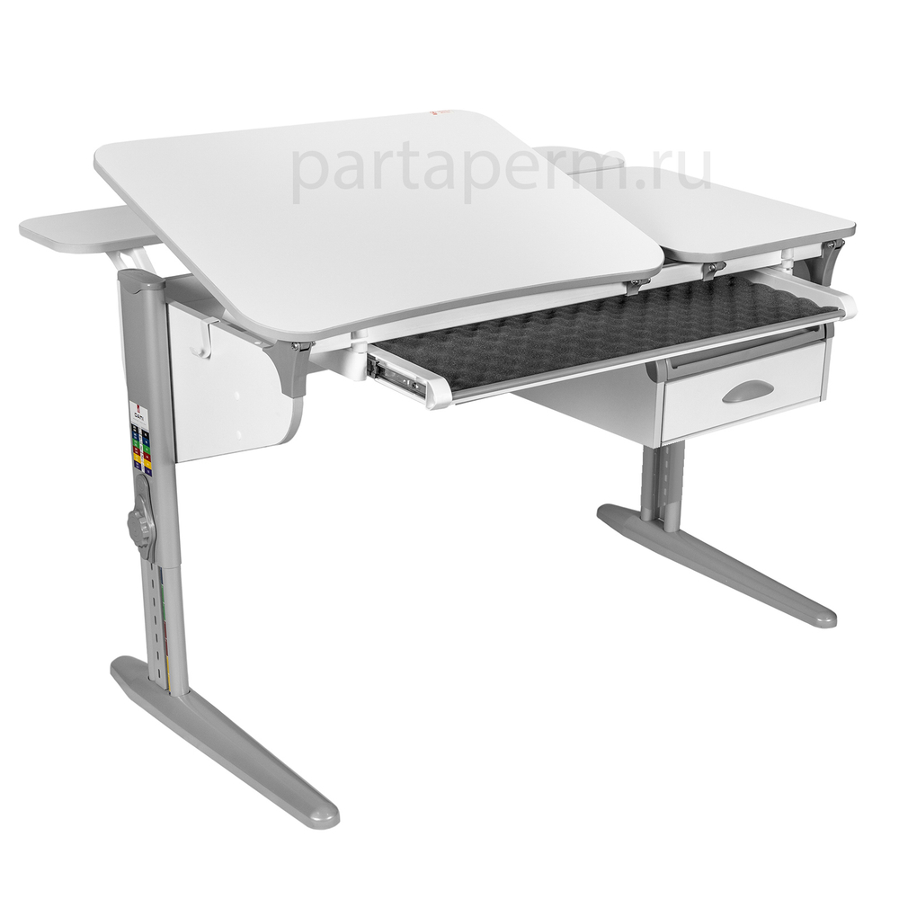 Растущая парта Дэми СУТ 45 с лотком и тумбой ТСН.07 с полками СУТ.45.350 (1200×820 мм)