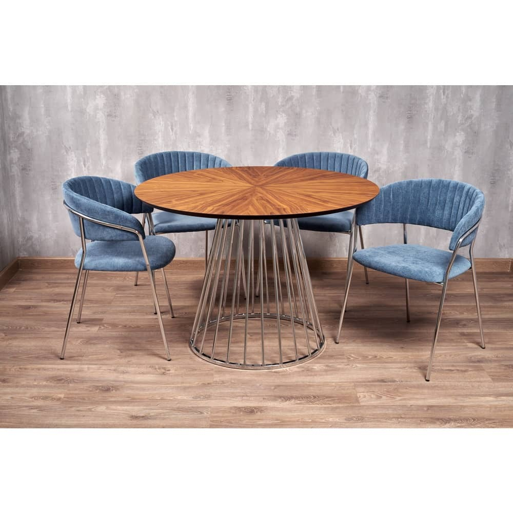 Стул Turin синий вельвет с хромированными ножками