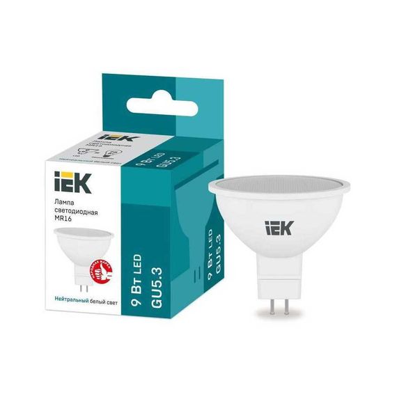 Лампа светодиодная IEK GU5.3 9W 4000K матовая LLE-MR16-9-230-40-GU5