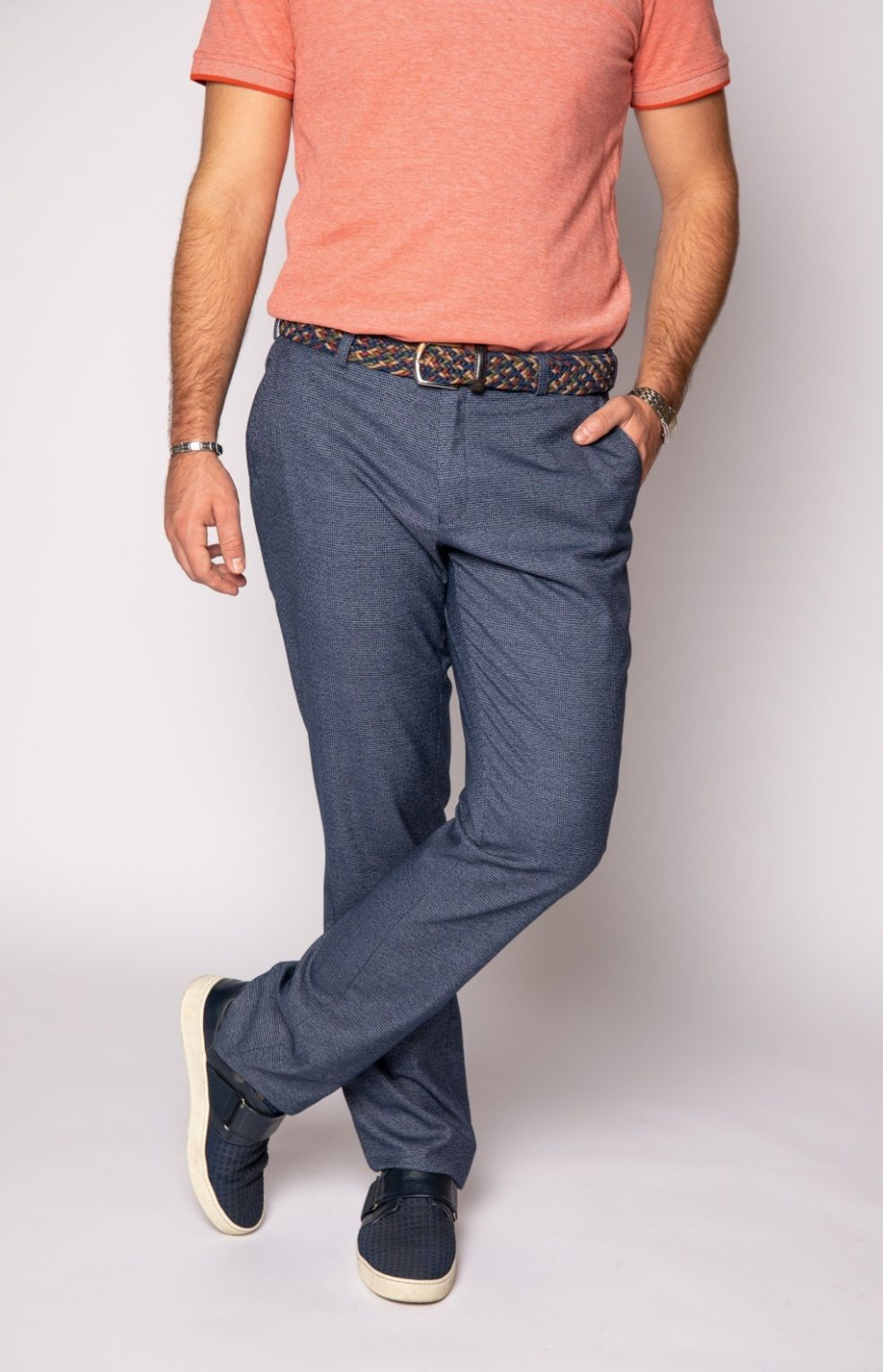 Брюки мужские молодёжные стильные полуклассика кэжуал в мелкую клетку клетчатые зимние осенние весенние демисезонные синие серые 52 XL 2XL XXL размер 170 176 182 188