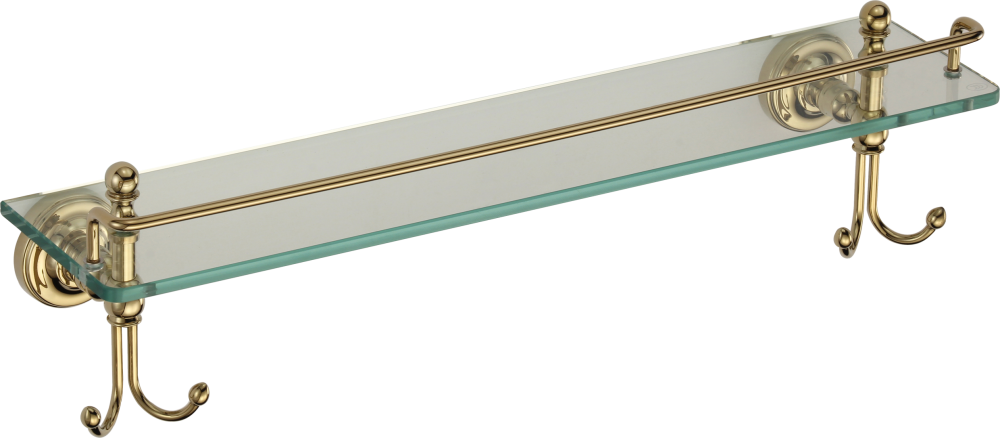 31007-E Полка стеклянная (ЗОЛОТО) GANZER  (10/1шт)