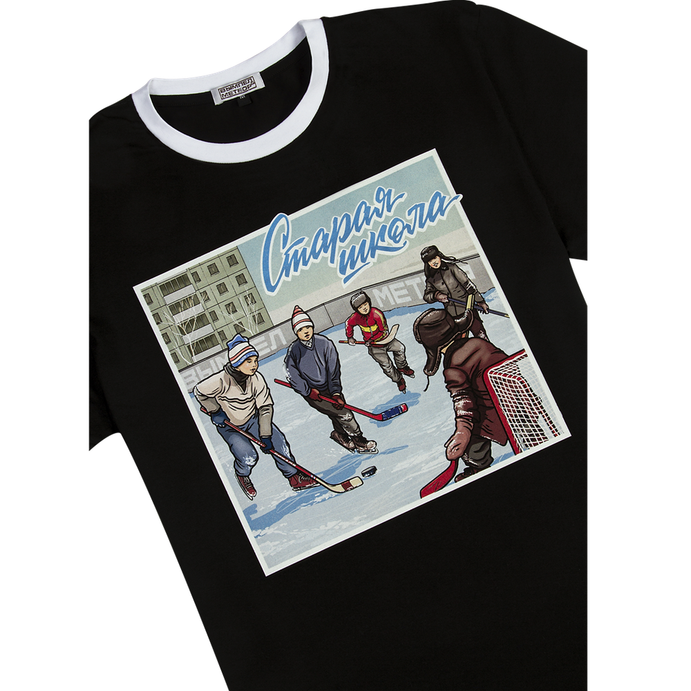 Футболка Старая школа хоккей чёрная
