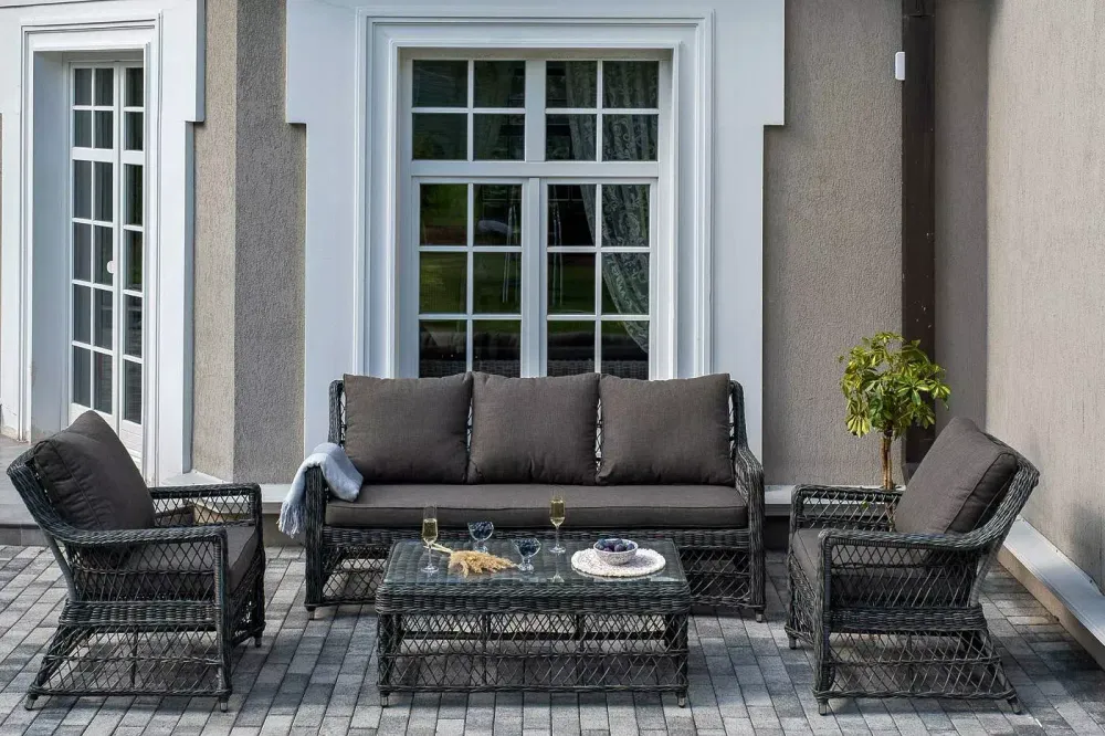 "Гранд Латте" лаунж-зона из искусственного ротанга, цвет графит