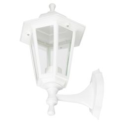 Садово-парковый светильник ЭРА НБУ 06-60-001 белый 6 гранный настенный IP44 Е27 max60Вт