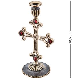 Народные промыслы AM-3967 Подсвечник «Крест Канонический» (латунь, янтарь)