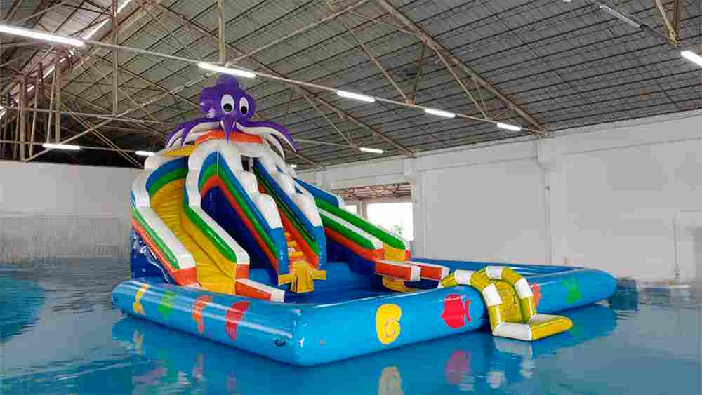 Надувная лестница для бассейна из ПВХ с бассейном, жёлтый, 1.82*1.1*0.87 м