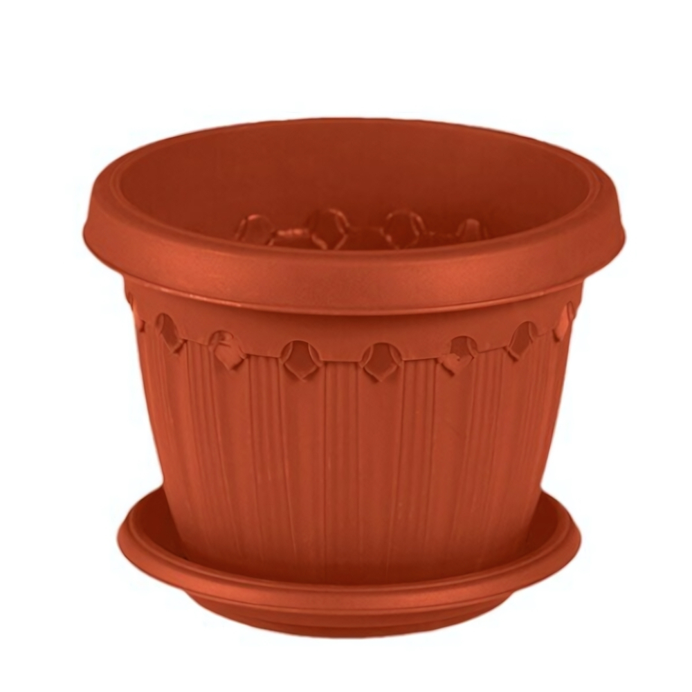 Кашпо "Флавия" 1 л с поддоном цвет терракотовый