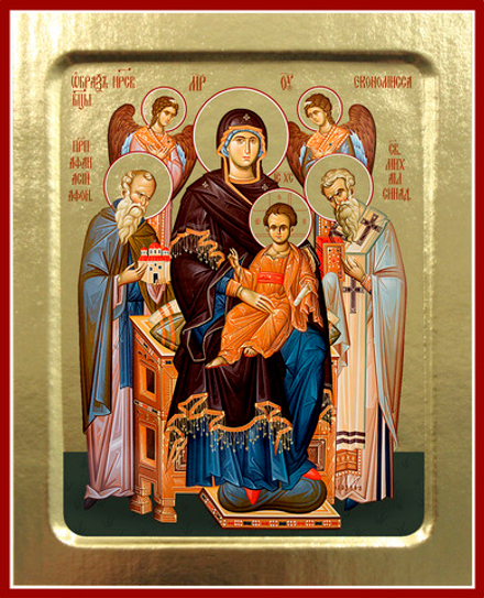 Икона Пресвятой Богородицы, Экономисса на дереве: 125 х 160 (Синопсисъ)