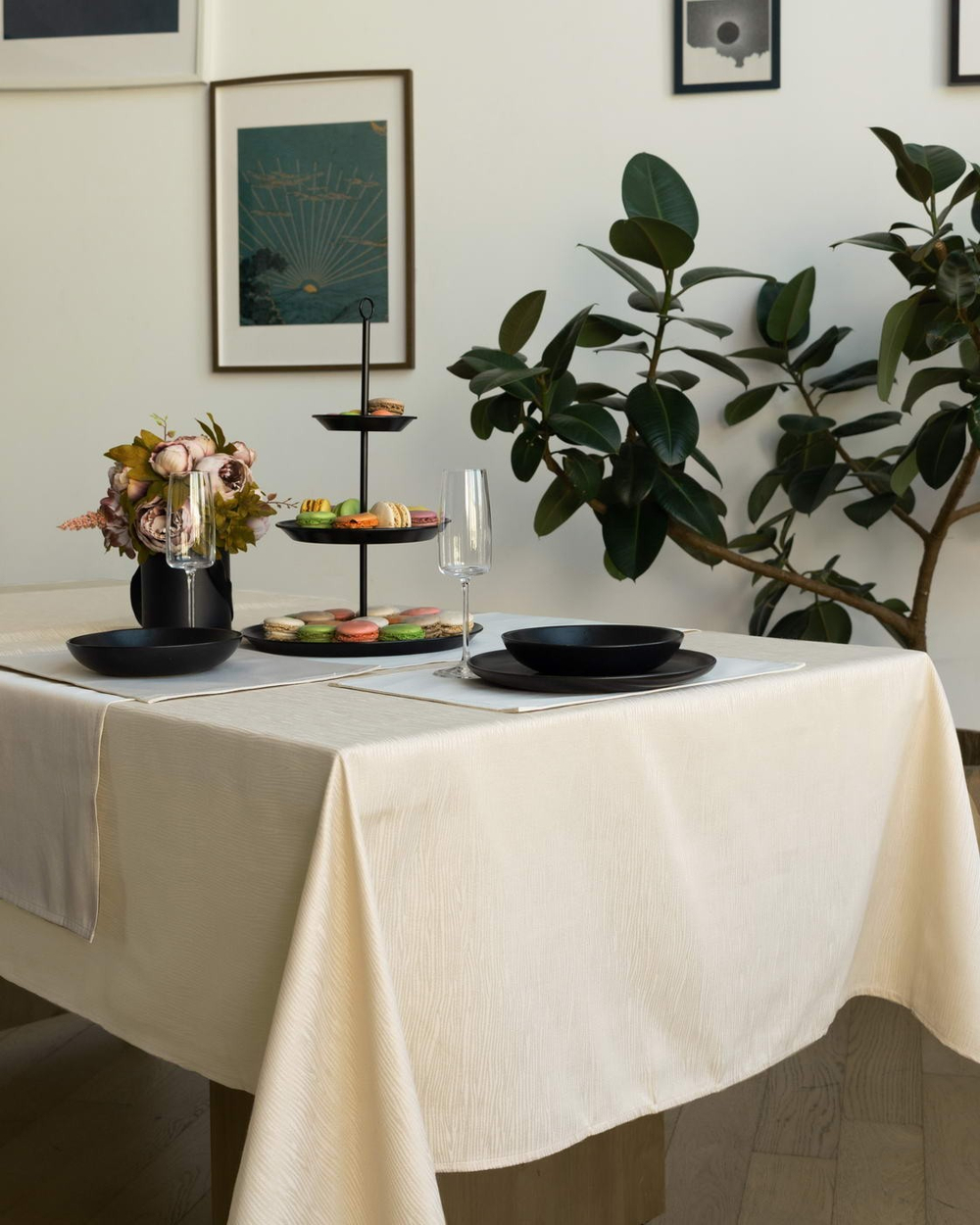 Скатерть круглая 160 Sofi De MarkO Джинни кремовая