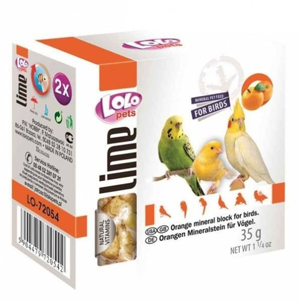 LoLo PETS Минеральный камень для птиц с апельсином 35г