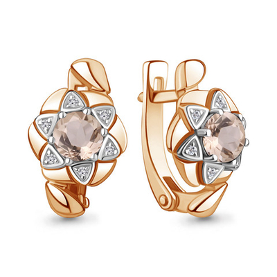 943040к Серьги из Золота с бриллиантами, морганитами