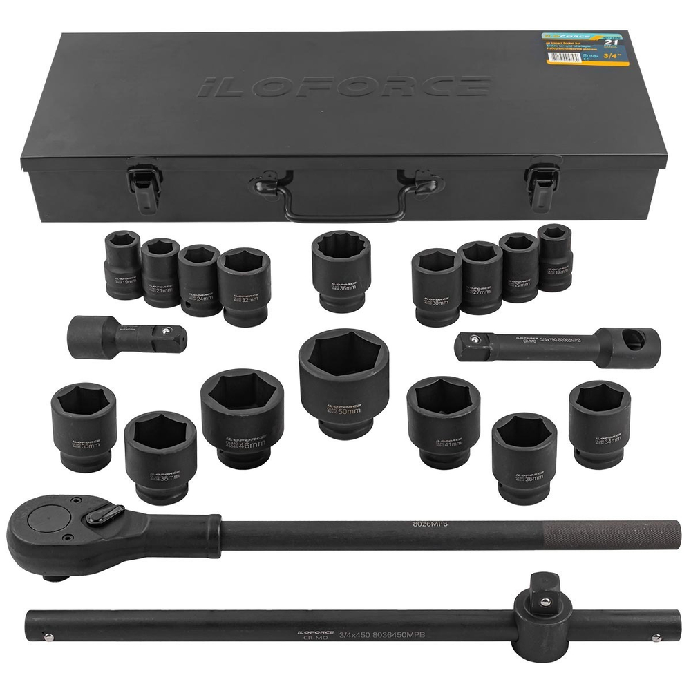 Набор инструментов ударных 21пр, 3/4''(6гр.) ILOforce IF-6212-5MPB