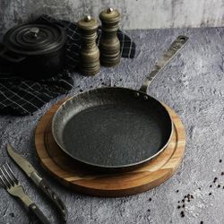 Сковорода для подачи 22 см h3 см круглая "Vintage Blued" углерод. сталь ИНДУКЦИЯ P.L.